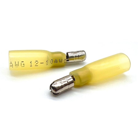 Boltsandnuts.Com Butt Splice Wire Connector, 10 AWG Max, Yellow, 600 V, 100 PK EL-1210-MBULLET-HSY-100